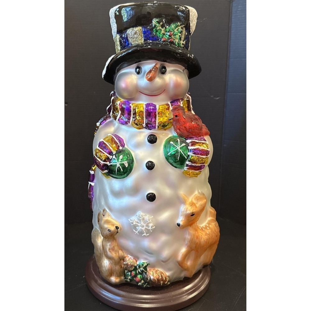 2004 Thomas Pacconi Classics 30 Year Anniversary Blown Glass Snowmen Figure 14"
